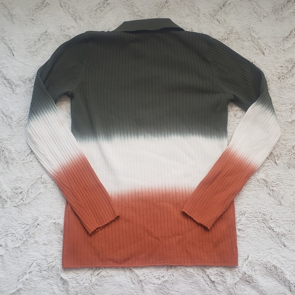 EUC Derek Lam 10 Crosby Tri-Colored "Lisel Rib Knit Polo", Women's size Large - Picture 5 of 12